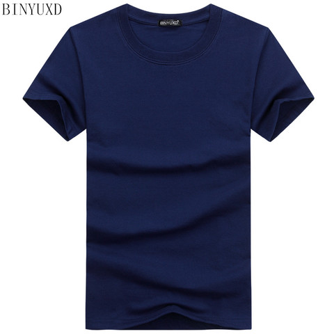 BINYUXDHot-Camiseta a la moda para hombre, camisa de manga corta de algodón sólido, informal, de gran tamaño, de alta calidad, ropa de verano, gran oferta ► Foto 1/6