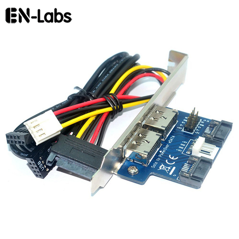 Es-Labs 2 puertos SATA a la alimentación eSATA eSATAp 9Pin a USB 2,0 convertidor de potencia por SATA 15pin w /tarjeta de expansión de soporte de perfil completo ► Foto 1/1