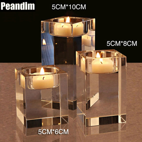 Peandim boda centros Decoración idea K9 cristal titular de la vela conjunto de 3 tealight candelabro vela filamentos 6 cm 8 cm 10 cm ► Foto 1/6