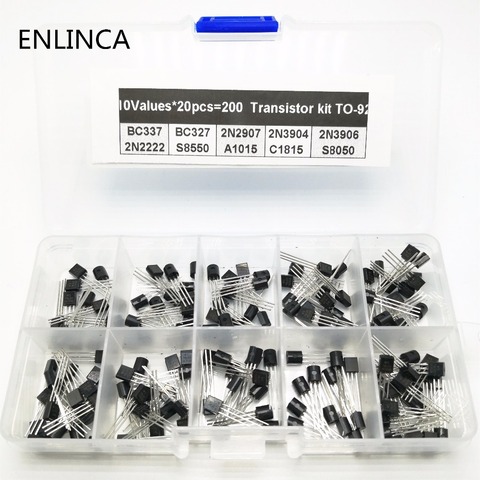 10 valores * 20 piezas = 200/set transistores Paquete de caja de kit de transistores a 92 BC337 BC327 2N2222 2N2907 2N3904 2N3906 S8050 S8550 A1015 C1815 ► Foto 1/2