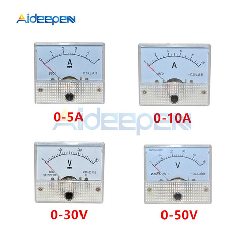 DC Panel analógico amperímetro del voltímetro Amp medidor de voltímetro 85C1 30V 50V 5A 10A ► Foto 1/6