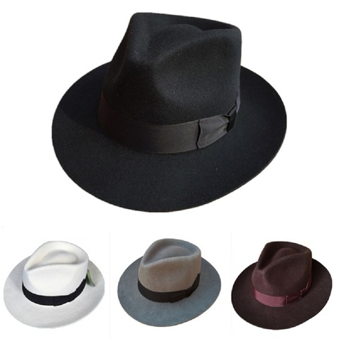 Clásico de los hombres de fieltro lana padrino sombrero Fedora-mafioso Michael Jackson sombrero del caballero-muchos colores ► Foto 1/6