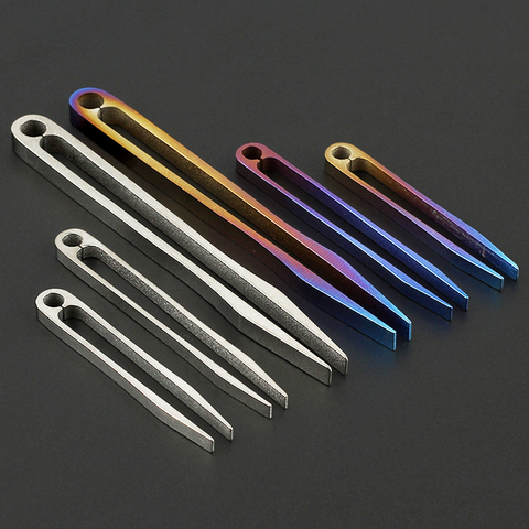 Pinzas pequeñas portátiles de aleación de titanio azul, Mini Clip plateado EDC para herramientas al aire libre, S/M/L ► Foto 1/6