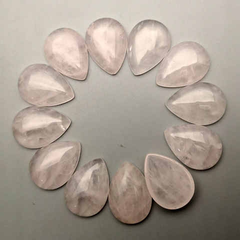 Cabochon de piedra Natural de cuarzo rosa, forma de gota de agua de 25x18MM, accesorios para la fabricación de joyas, 12 unids/lote, Envío Gratis ► Foto 1/4