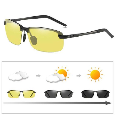 Gafas de sol fotocromáticas sin montura para conducción, gafas de sol polarizadas para hombre con decoloración de camaleón, gafas de sol para hombre ► Foto 1/6