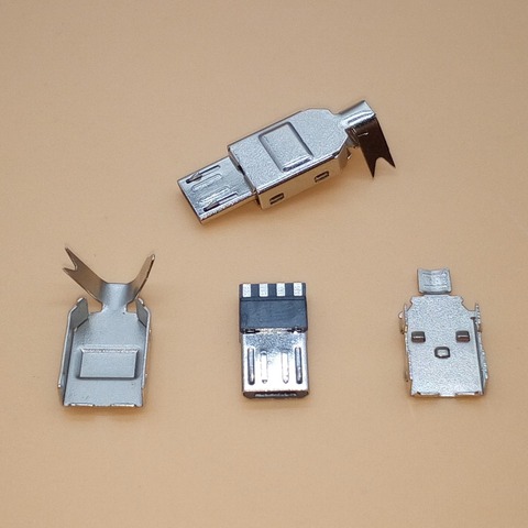 10set Micro USB 5PIN tipo de soldadura conector macho cargador 5P USB cola de carga jack 4 en 1 piezas de Metal ► Foto 1/4