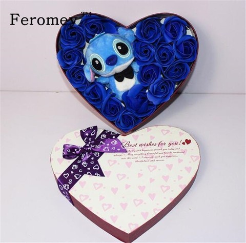 Kawaii felpa Lilo Stitch juguetes rellenos con ramos Stich Rose ramo de jabón floral San Valentín regalo de cumpleaños ► Foto 1/6