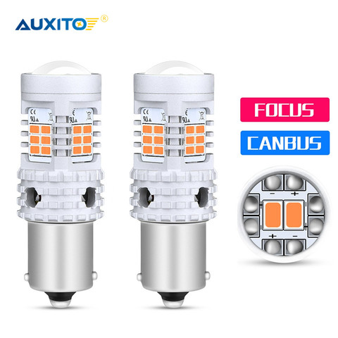 AUXITO 2x Error Canbus gratis S25 1156 BA15S P21W LED BAU15S PY21W lámpara T20 7440 W21W bombillas Led de coche de señal de vuelta de luz de las luces del coche ► Foto 1/6