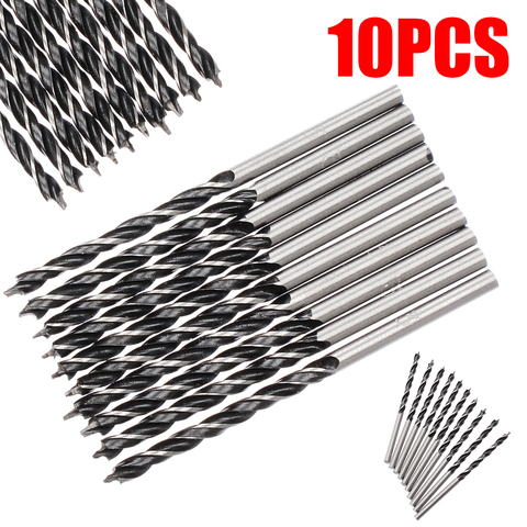 Brocas en espiral Diam de 3mm, 10 Uds., brocas para madera con punto central, herramienta de perforación de alta resistencia para carpintería ► Foto 1/6