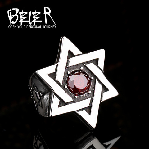 Beier-anillo de acero inoxidable de 316L, estrella de david, calidad superalta, LLBR8-187R de joyería ► Foto 1/4