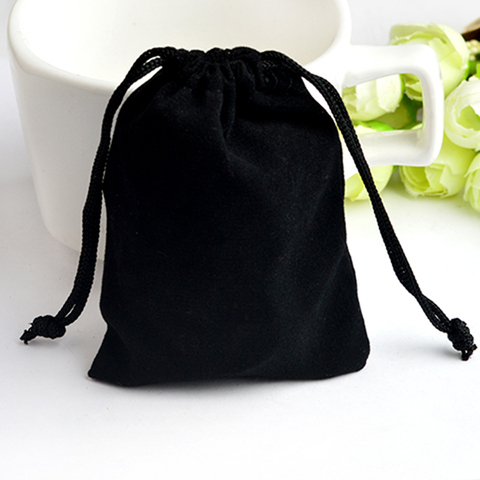 Bolsas con cordón de terciopelo negro, paquetes de 3,3 