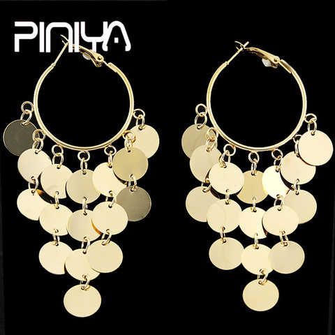 Conjunto de pendientes colgantes con borlas y lentejuelas para mujer, aretes, cuentas de cristal, Color dorado, joyería con estilo ► Foto 1/6