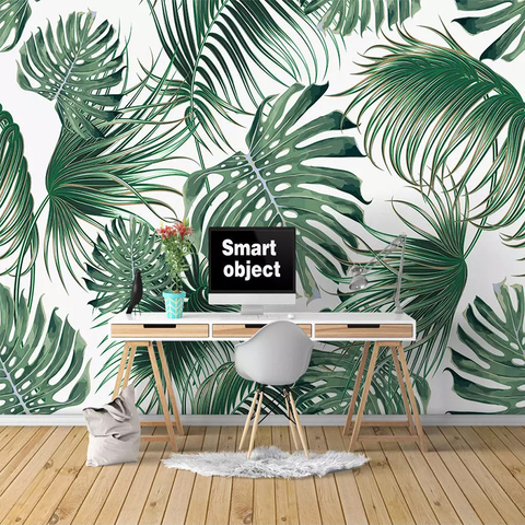 Papel tapiz con hojas tropicales 3D para pared, Mural De hojas De plátano para sala De estar, dormitorio, decoración De pared moderna para el hogar, Papel De pared ► Foto 1/6