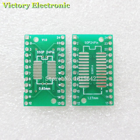 Placa adaptadora de circuito impreso SOP24 SSOP24 TSSOP24 a DIP24 PCB SMD DIP, 0,65/1,27mm, 20 unids/lote ► Foto 1/1