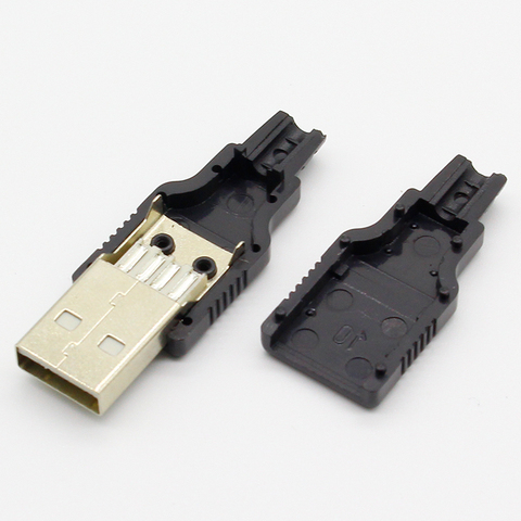 IMC-Conector de enchufe tipo A macho USB de 4 pines con cubierta de plástico negro, 10 Uds., novedad ► Foto 1/5