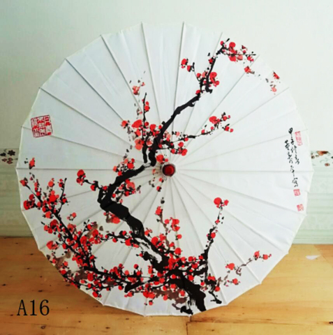 Paraguas de seda con flores de cerezo japonés para mujer, paraguas decorativo de baile antiguo de seda, paraguas de papel al óleo de estilo chino ► Foto 1/6