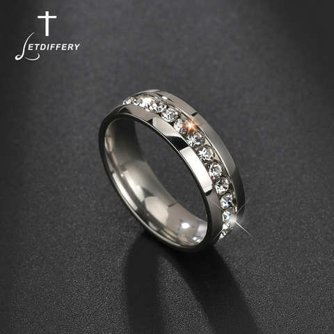 Letdiffery-anillos de boda de circonia cúbica transparente para mujer, acero inoxidable, accesorios para joyería, exquisitos ► Foto 1/4