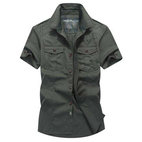 Camisas de moda para hombre, camisas sueltas militares de algodón para el verano, camisetas de ejército de manga corta, ropa de talla grande ► Foto 1/1