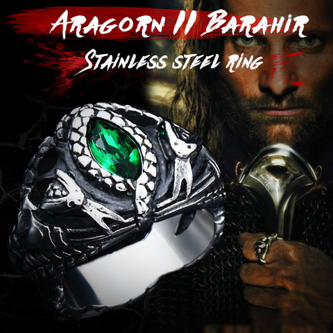 BEIER-anillo de acero inoxidable para hombre, Aragorn II, serpiente Barahir, joyería Punk Rock, BR8-599 ► Foto 1/6