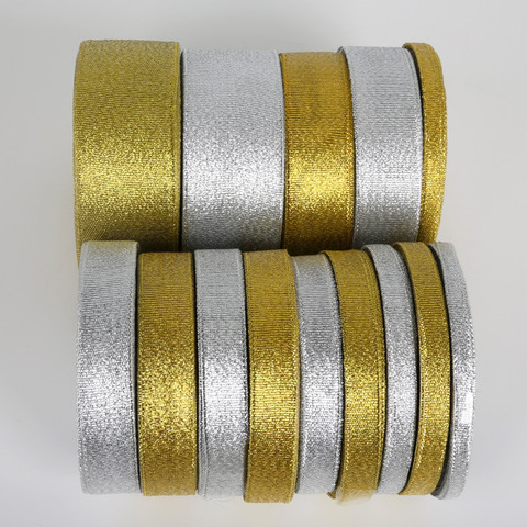 25 yardas oro/plata metálico cinta de Organza para fiesta de boda de la decoración de la Navidad artesanía de regalo DIY de ► Foto 1/5