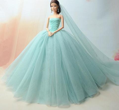 Oferta especial, el original para Ropa de muñeca barbie, vestido de novia, vestido de sirena multicapa, vestido de princesa, falda de pastel ► Foto 1/6