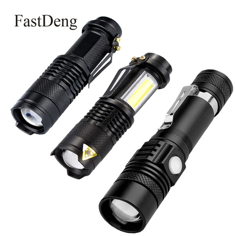 Linterna LED 2000LM Q5 Mini linterna LED COB antorcha AA/14500 Zoom ajustable foco linterna USB T6 Flash luz 18650 Penlight ► Foto 1/6