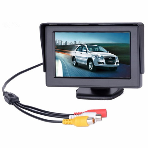 ¡Producto en oferta! monitor de coche de 4,3 pulgadas TFT LCD monitor de aparcamiento reverso para coche con 2 entradas de video para cámara de visión trasera DVD ► Foto 1/5