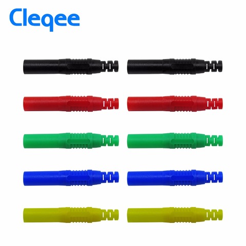 Cleqee-conectores de cables de prueba de alta calidad P3013, 10 Uds., de seguridad, 4mm, enchufe de Banana cubierto, soldadura en línea, DIY ► Foto 1/3