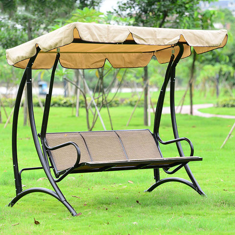 Hawaii hierro durable 3 personas Canopy jardín columpio hamaca silla muebles al aire libre cubierta banco de asiento ► Foto 1/1