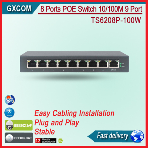 Interruptor POE de 8 puertos con 8 POE, vlan fijo, soporte para cámara IP Hikvision chipset Realtek Switch 8 puertos ► Foto 1/5