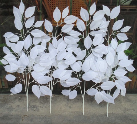 Una docena de blanco artificial hojas de baniano boda celebración Fondo road led DIY flor artificial de decoración ► Foto 1/5