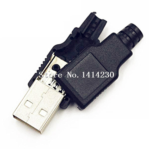 10 unids tipo A macho USB 4 Pin enchufe conector con cubierta de plástico negro enchufe USB ► Foto 1/2