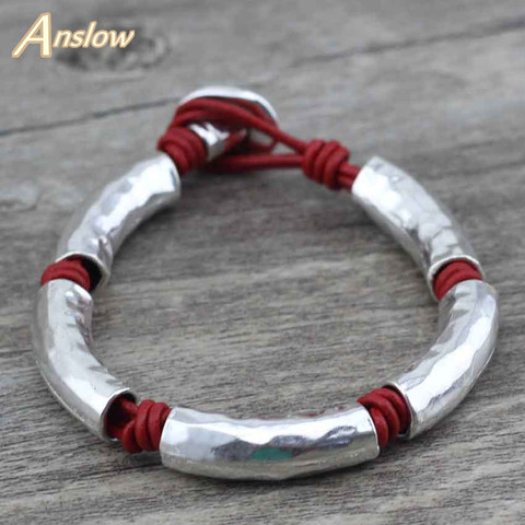 Anslow, joyería de moda, fiesta caliente, boda, cumpleaños, hecha a mano, DIY, Dijes, Pulsera de cuero para hombres y mujeres, regalo para hombres LOW0561LB ► Foto 1/6