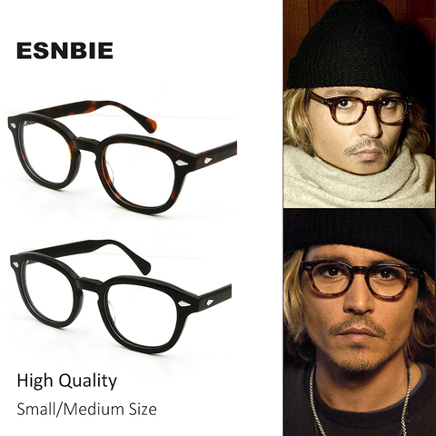 Montura de gafas de acetato estilo Johnny Depp para hombre y mujer, anteojos Retro con prescripción, montura redonda ► Foto 1/6