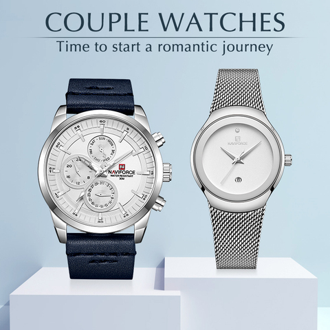 NAVIFORCE-Reloj de pulsera para hombre y mujer, accesorio de moda, resistente al agua, con fecha, regalo para parejas ► Foto 1/1
