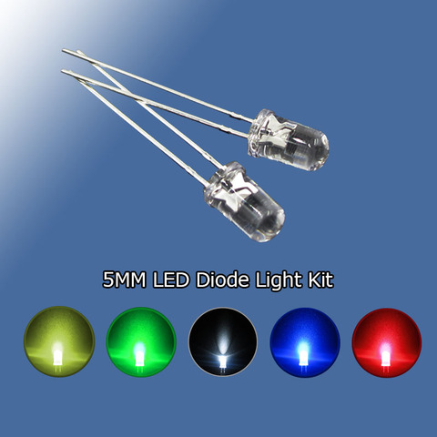 Kit de lámparas de luz LED F5, Kit de bricolaje de diodo, resistente al agua, 5MM, rojo, amarillo, blanco, verde y azul, 5 colores x 20 = 100 Uds. ► Foto 1/6