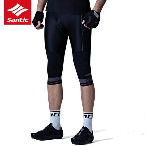 Santic-pantalones cortos de ciclismo para hombre, medias deportivas 4D acolchadas para bicicleta, para exteriores, reflectantes, 3/4 ► Foto 1/6