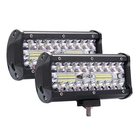 Barra de luz LED de trabajo para todoterreno, lámpara de conducción de alto brillo para barco, coche, Tractor y camión, 400W, 3 filas, 7 pulgadas, 40000LM, 6000K ► Foto 1/6