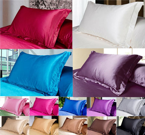 1pc funda de almohada de satén de color sólido imitación de seda 48*74cm ► Foto 1/1