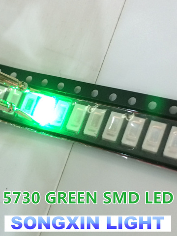 Diodo LED SMD verde, 100 Uds., 5730/5630, SMD, 5730, montaje en superficie verde, 520-575NM, 2,0-3,6 V, LED ultraligero ► Foto 1/2