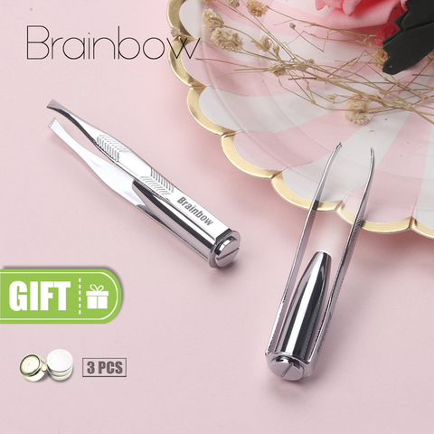 Brainbow 1pc LED Tweezer+3 Batteries Eyelash Eyebrow Eyes Hair Remover Tools Stainless Steel Eyebrow Tweezers Pinzette Beauty  ► Foto 1/6