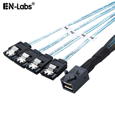 Cable interno 12G HD Mini SAS SFF-8643 a 4 x SATA, Cable para disco duro, HD Mini SAS Host/controlador a 4 SATA Target/Backplane ► Foto 1/6