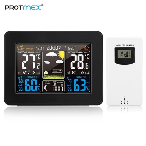 Protmex-estación meteorológica Digital PT3365, con alerta y temperatura, humedad, barómetro, alarma, fase lunar, reloj ► Foto 1/6