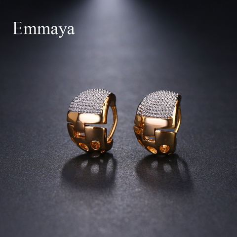 Emmaya-pendientes de dos tonos para mujer, joyería de dos tonos, elegante, regalo de fiesta de boda ► Foto 1/6