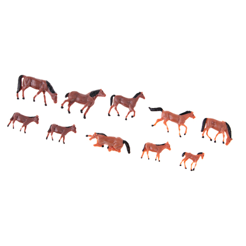Figuras de animales de granja pintados a escala 1/87 HO, maqueta de tren de caballos para granja 10 piezas ► Foto 1/6