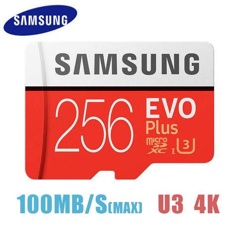 SAMSUNG EVO Plus de tarjeta de memoria Micro SD de 256GB 95 MB/s Class10 U3 UHS-I TF Tarjeta de 4K HD para teléfono móvil Smartphone Tablet etc. ► Foto 1/5
