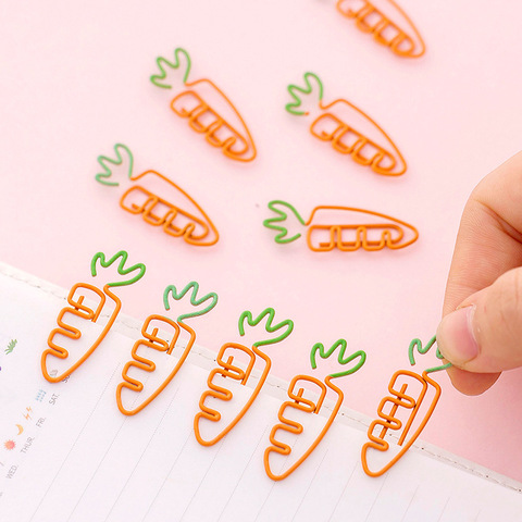 5 unids/lote creativo Kawaii zanahoria en forma de Clip de papel metálico marcapáginas papelería escuela Oficina suministro Escolar Papelaria ► Foto 1/5