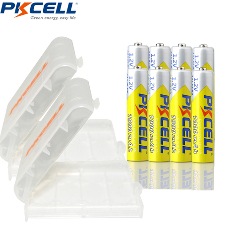 Uds PKCELL AAA 3A baterías de 1000mAh 1,2 V Ni-MH AAA batería recargable y 2 uds AAA/soporte de pilas AA caja de juguetes linterna ► Foto 1/5