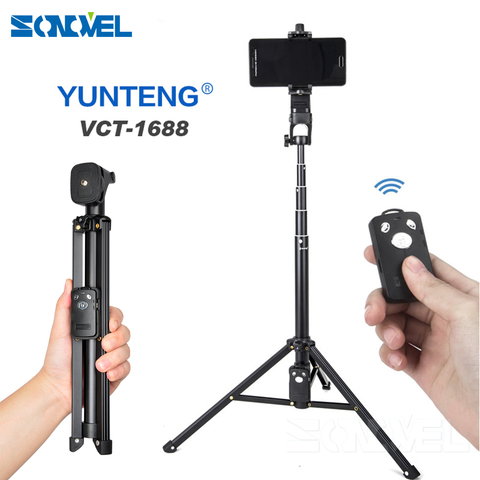 YUNTENG 1688 3in1 Disparador remoto Bluetooth mango Selfie Stick Mini Mesa trípode para IOS Android Iphone Samsung Smartphone Gopro ► Foto 1/1