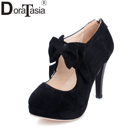 Novedades en DORATASIA de gran tamaño 30-48 de plataforma de moda Zapatos de tacón alto mujeres bombas Primavera Verano Bowtie zapatos de fiesta de boda de mujer ► Foto 1/6